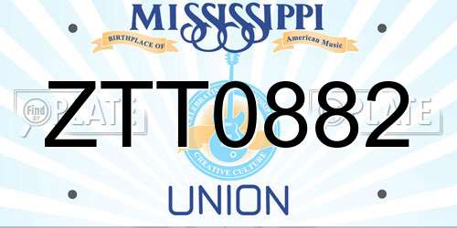 ZTT0882 Mississippi License Plate