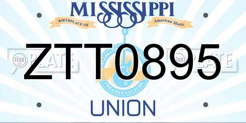 ZTT0895 Mississippi License Plate
