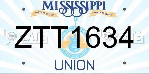 ZTT1634 Mississippi License Plate