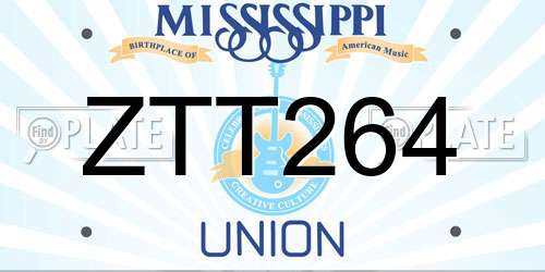 ZTT264 Mississippi License Plate