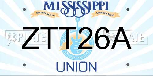 ZTT26A Mississippi License Plate
