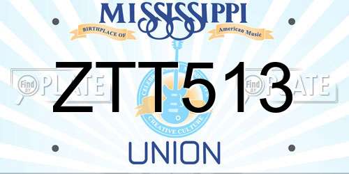 ZTT513 Mississippi License Plate