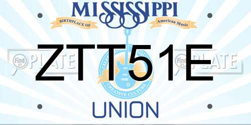 ZTT51E Mississippi License Plate