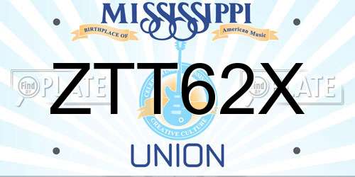 ZTT62X Mississippi License Plate