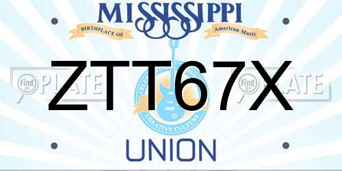 ZTT67X Mississippi License Plate
