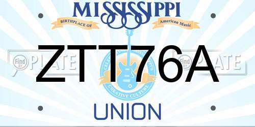 ZTT76A Mississippi License Plate