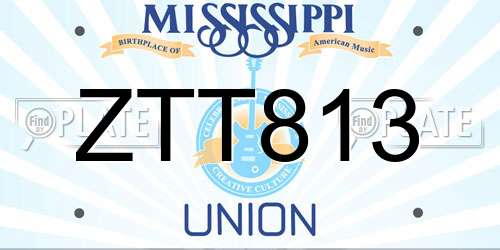 ZTT813 Mississippi License Plate