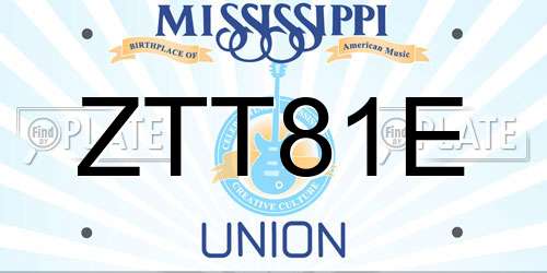 ZTT81E Mississippi License Plate