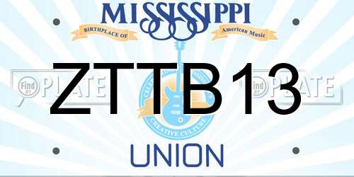 ZTTB13 Mississippi License Plate