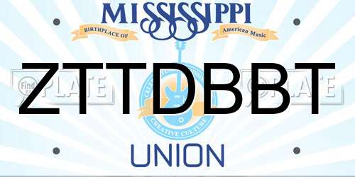 ZTTDBBT Mississippi License Plate