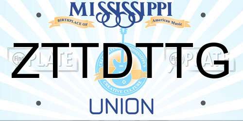 ZTTDTTG Mississippi License Plate