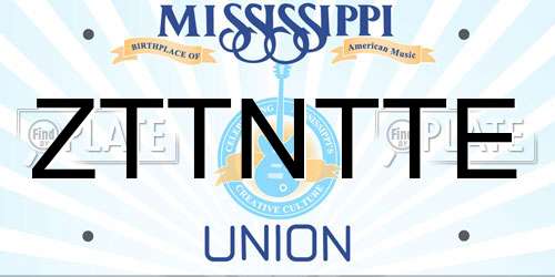 ZTTNTTE Mississippi License Plate