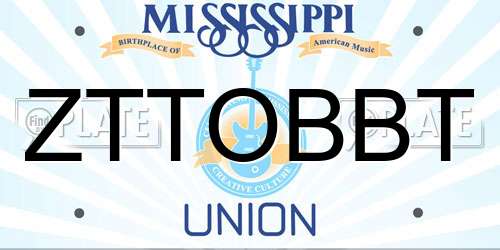 ZTTOBBT Mississippi License Plate