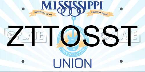 ZTTOSST Mississippi License Plate
