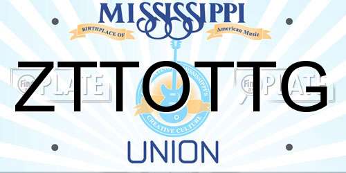 ZTTOTTG Mississippi License Plate