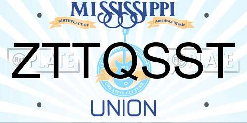 ZTTQSST Mississippi License Plate