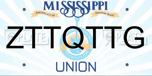 ZTTQTTG Mississippi License Plate