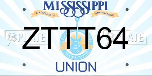 ZTTT64 Mississippi License Plate