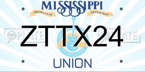 ZTTX24 Mississippi License Plate