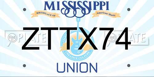 ZTTX74 Mississippi License Plate