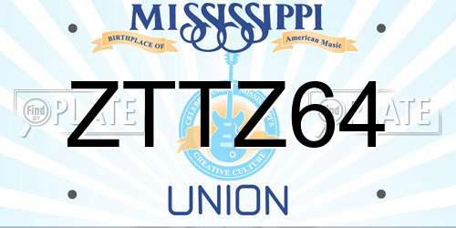 ZTTZ64 Mississippi License Plate