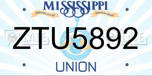 ZTU5892 Mississippi License Plate