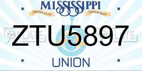ZTU5897 Mississippi License Plate
