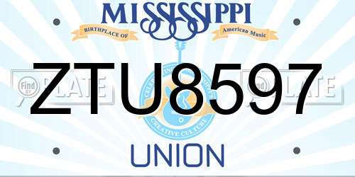 ZTU8597 Mississippi License Plate