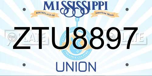 ZTU8897 Mississippi License Plate