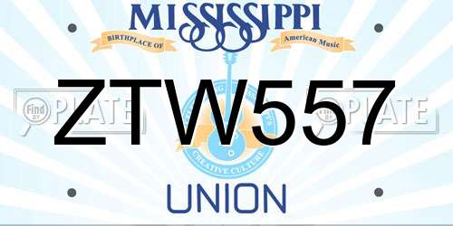 ZTW557 Mississippi License Plate