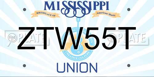 ZTW55T Mississippi License Plate