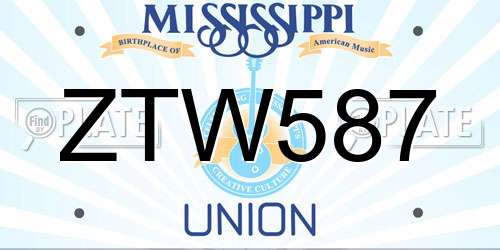 ZTW587 Mississippi License Plate