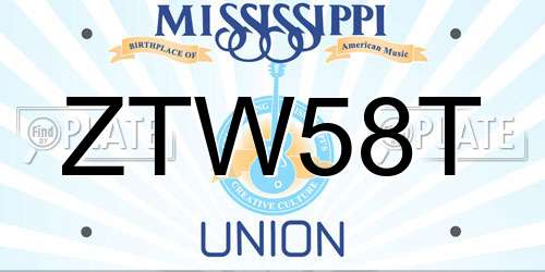 ZTW58T Mississippi License Plate