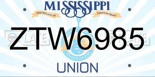 ZTW6985 Mississippi License Plate