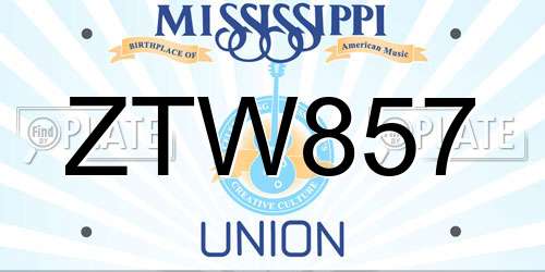 ZTW857 Mississippi License Plate