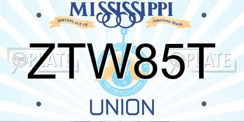 ZTW85T Mississippi License Plate