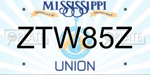 ZTW85Z Mississippi License Plate