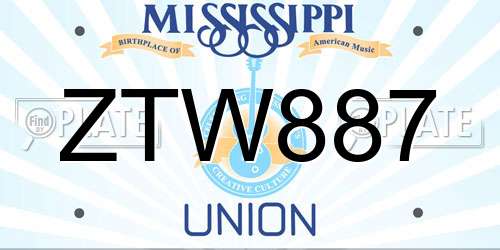 ZTW887 Mississippi License Plate