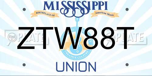 ZTW88T Mississippi License Plate