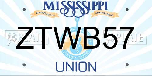 ZTWB57 Mississippi License Plate