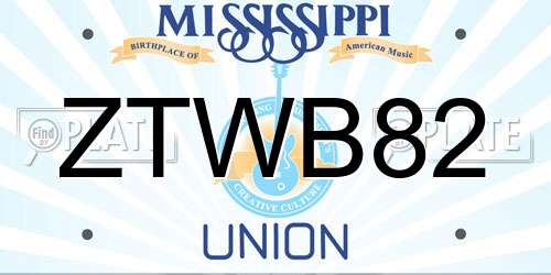 ZTWB82 Mississippi License Plate