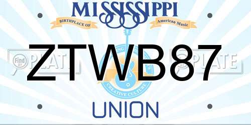ZTWB87 Mississippi License Plate