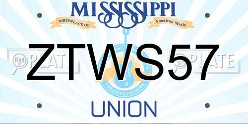 ZTWS57 Mississippi License Plate