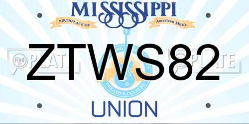 ZTWS82 Mississippi License Plate