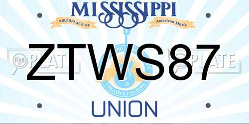 ZTWS87 Mississippi License Plate