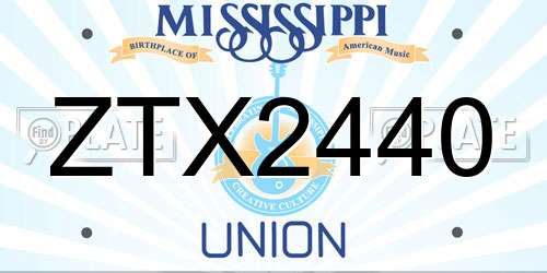 ZTX2440 Mississippi License Plate