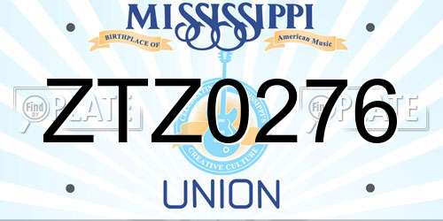 ZTZ0276 Mississippi License Plate