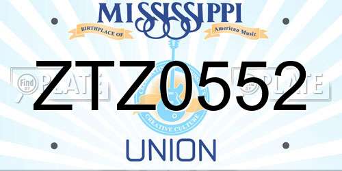 ZTZ0552 Mississippi License Plate