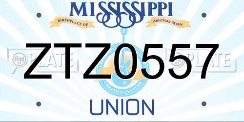 ZTZ0557 Mississippi License Plate