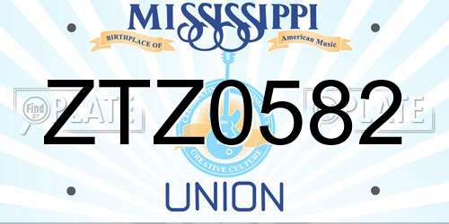 ZTZ0582 Mississippi License Plate